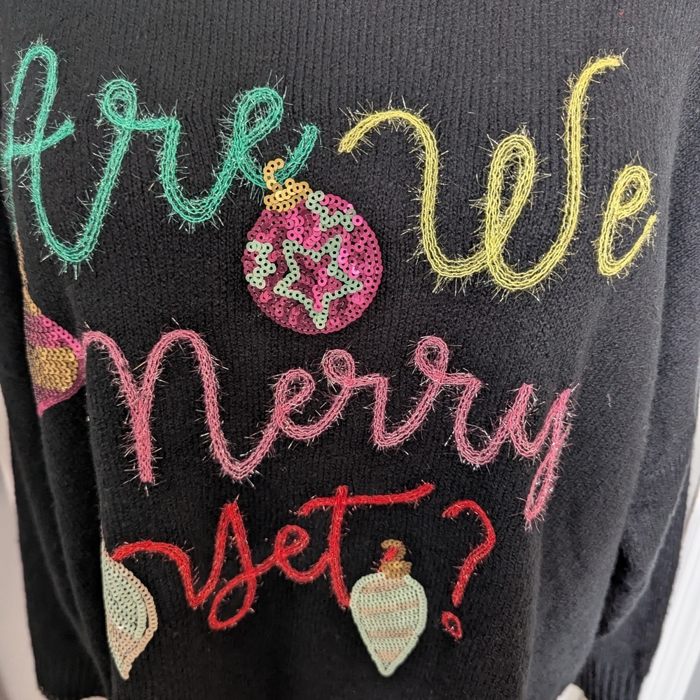 Torrid Black Sweater with Festive Embroidery - Picture 2 of 5